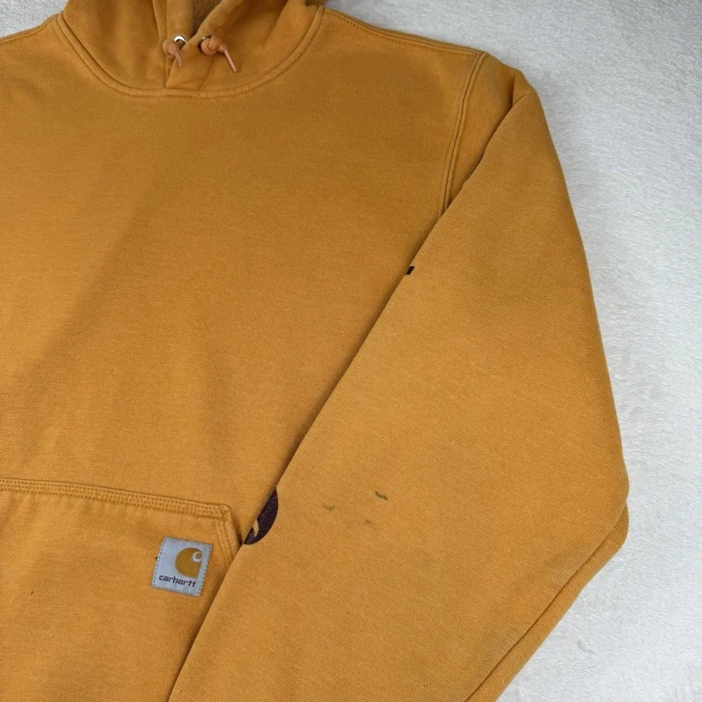 Carhartt Loose Fit Graphic Hoodie Sweatshirt Pullover K288 Q27 Orange Men Medium
